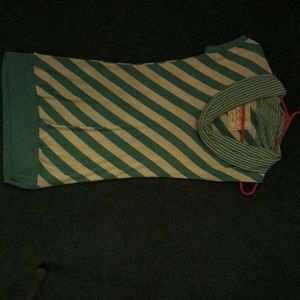Green and white striped long sweater top